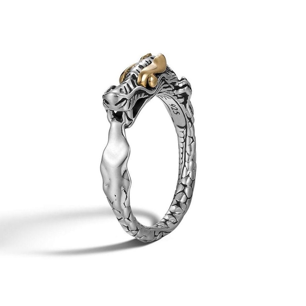 John Hardy Silver and Gold Dragon Ring